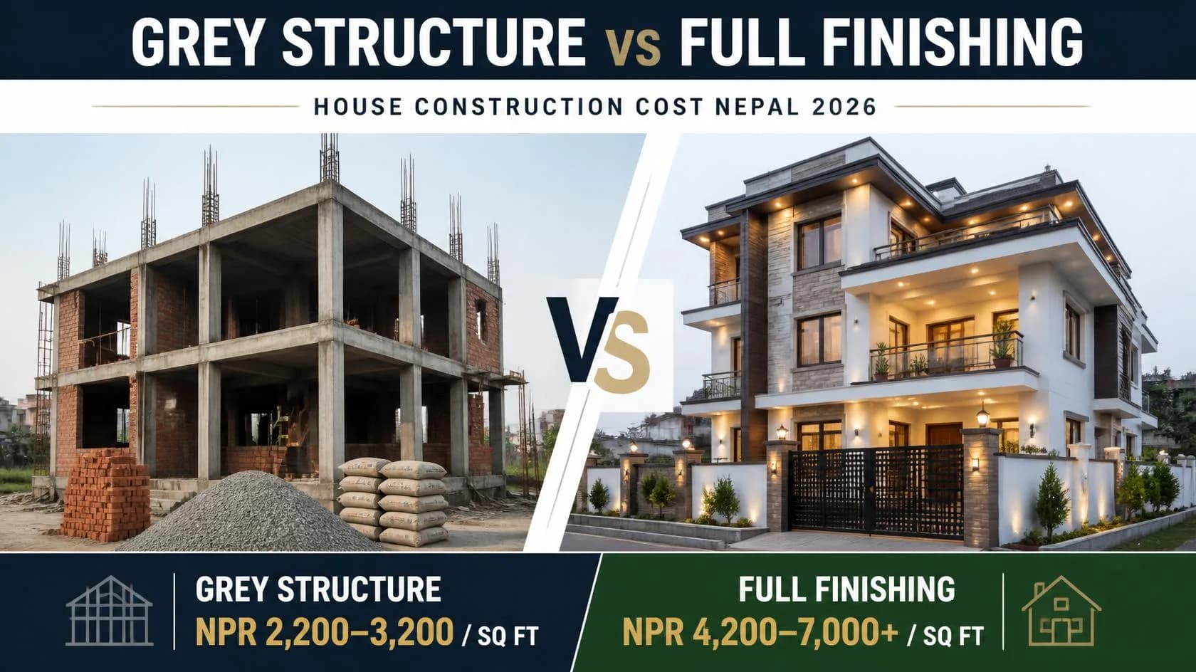 Grey Structure Cost Per Sq Ft Nepal: 2026 Budget Guide
